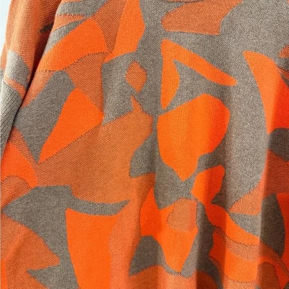 Salmon and Taupe Abstract Sweater Poncho (xs/s) - Picture 4 of 7